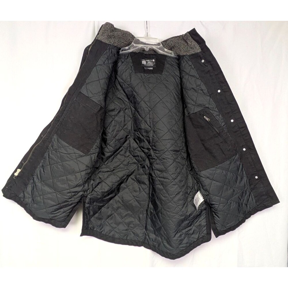 Carhartt Womens Loose Fit Weathered Washed Duck Coat Black Size Small NEW - Picture 9 of 14